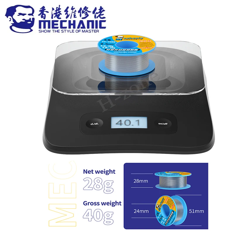 Soldering Wire MECHANIC TY-V866 40g Mild Rosin Core 183℃ Melting Point 0.2-0.8mm High Purity Environmental Solder Welding Flux Iron Cable