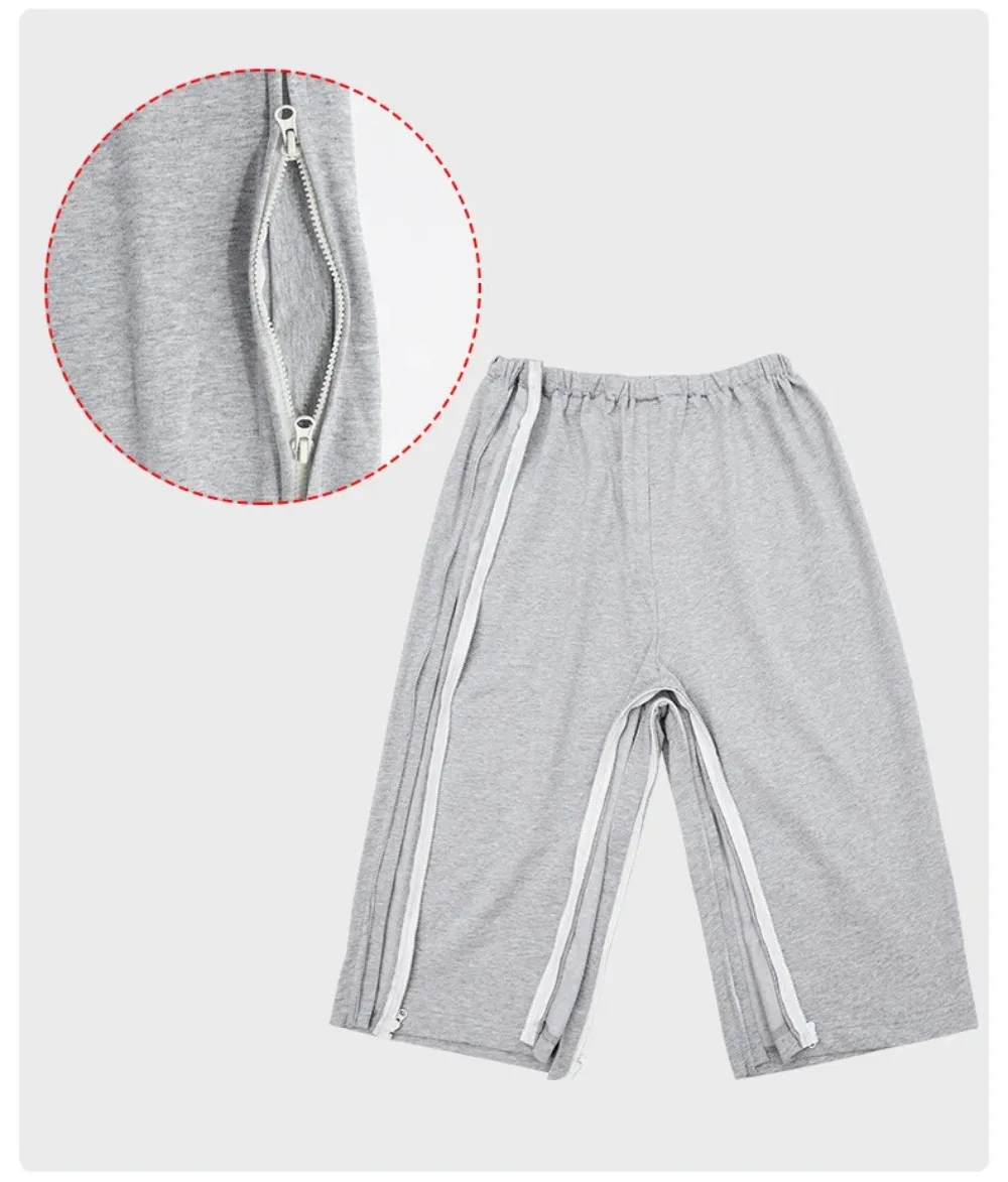 Light Grey Elderly Diaper Crotch Pants Paralyzed Incontinence Fracture Patient Easy Put on Take Off Men Women Adult Cloth Diaper 5