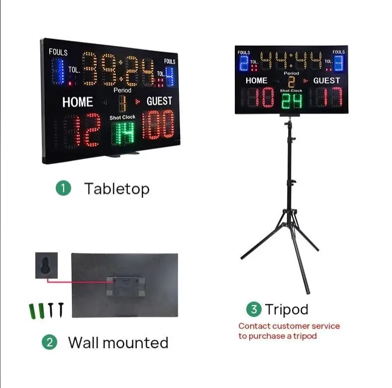 Multisport 11 & 15 Digits Electronic Scoreboard Tabletop Portable LED Score Board for Basketball Volleyball Table Tennis Scoring