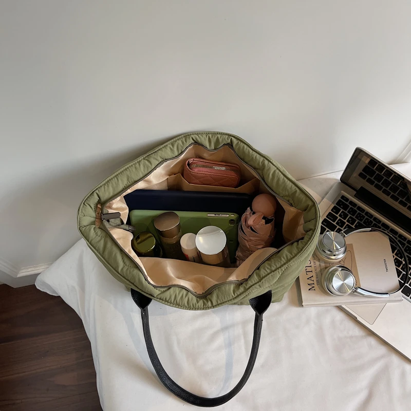 Frauen Handtasche Herbst/Winter Mode Raute Raum Baumwolle Anzug Schulter Tasche Große Kapazität Einfarbig Alle-Spiel Einkaufstasche – Detail 17