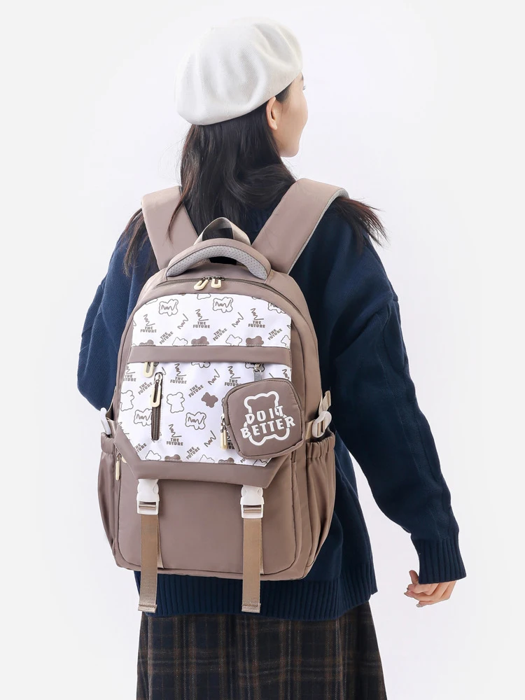 High Beauty Ultra Light Shoulder Bag High School Female Student Backpack Multi functional Leisure Middle School Book Bag