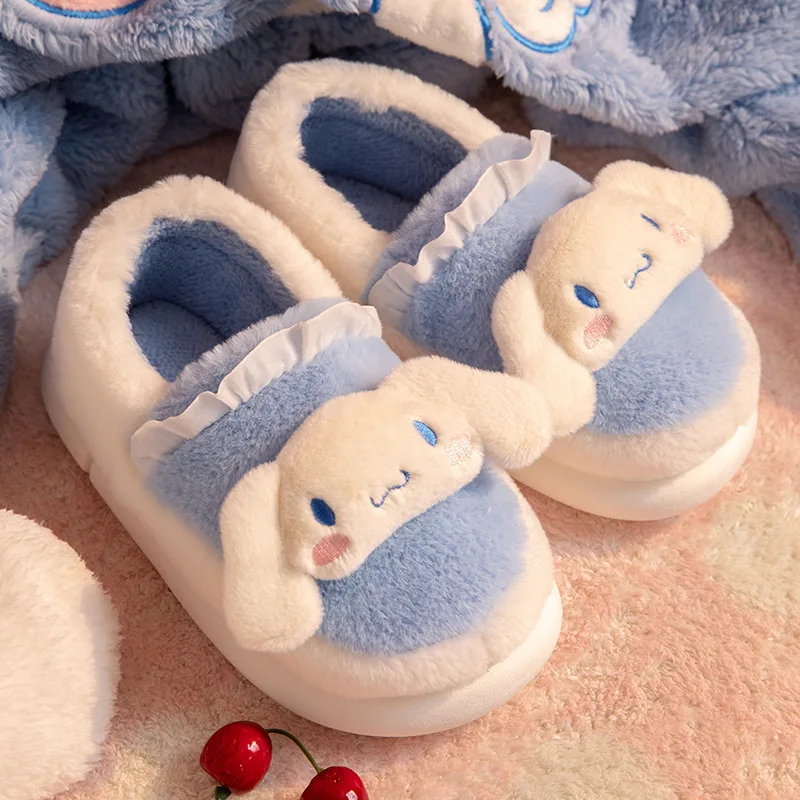 

Шлепанцы Hello Kitty женские с принтом корицы, милые зимние домашние тапочки на толстой подошве, с мультяшным рисунком, бархатная теплая хлопковая обувь