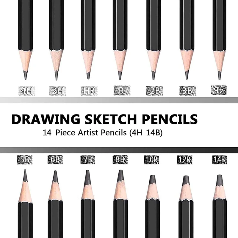 Brutfuner NEW 14pcs Art Drawing Graphite Pencils 14B - 4H Professional  Sketching Pencil Set Artist Pencils For