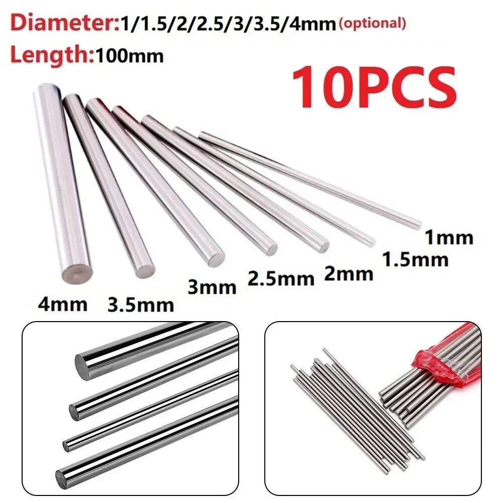 HSS High Speed Steel Solid Round Rod Lathe Bar Stock Assorted Diameter 1.5mm 2mm 3mm 4mm Length 100mm 10pcs Steel Round Rod