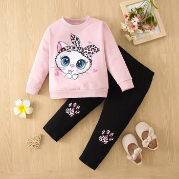 Girls Cat Bow Pants Set 1