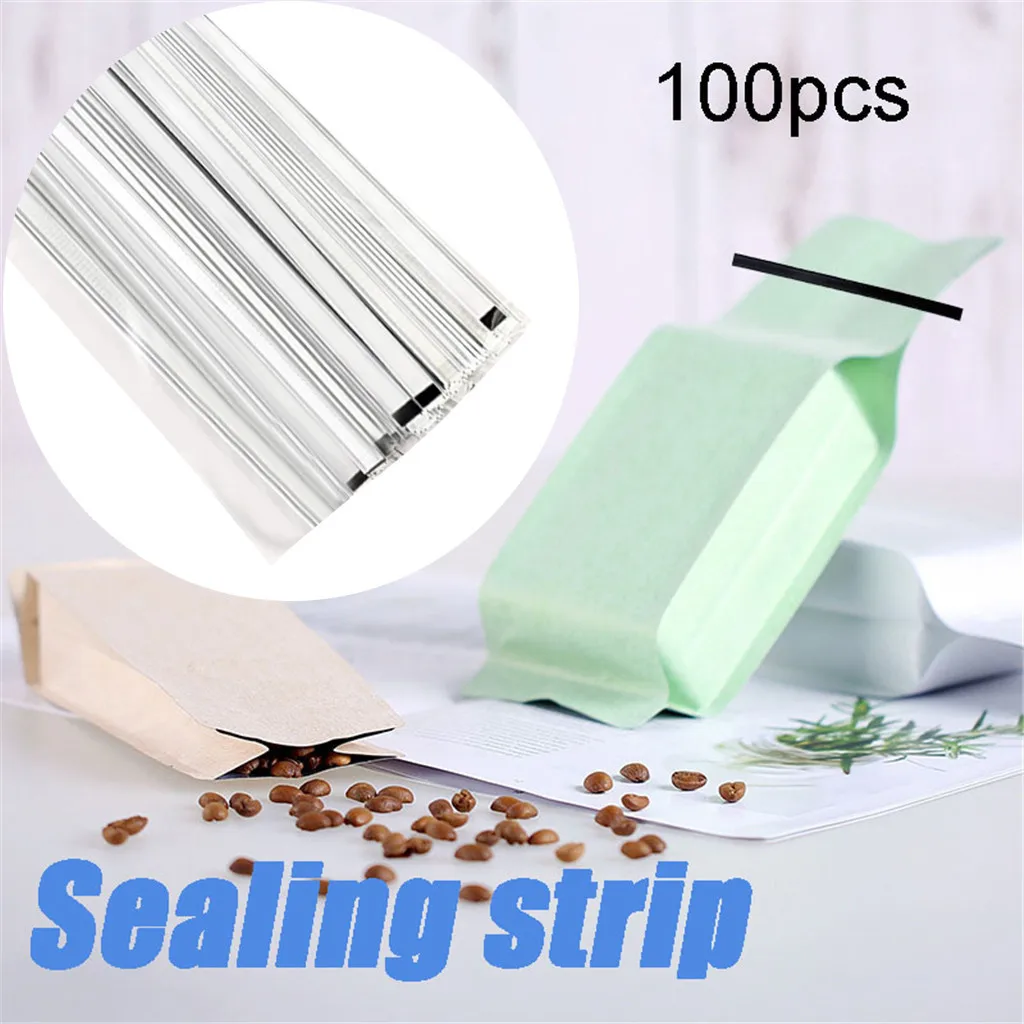 Bag White Coffee 100pcs strip Sealing Peel Ties Plastic Ties and Tin Stick Tools & Home Improvement Office Organization Drawers 1