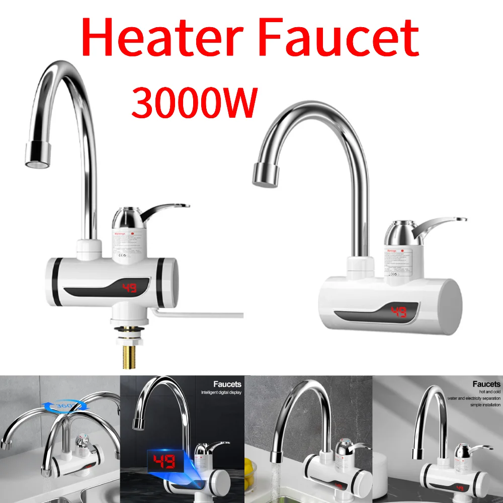 Electric Kitchen Water Heater Tap Instant Hot Water Faucet Heater Cold Heating Faucet 360 Degree Rotation Tankless electric water heater