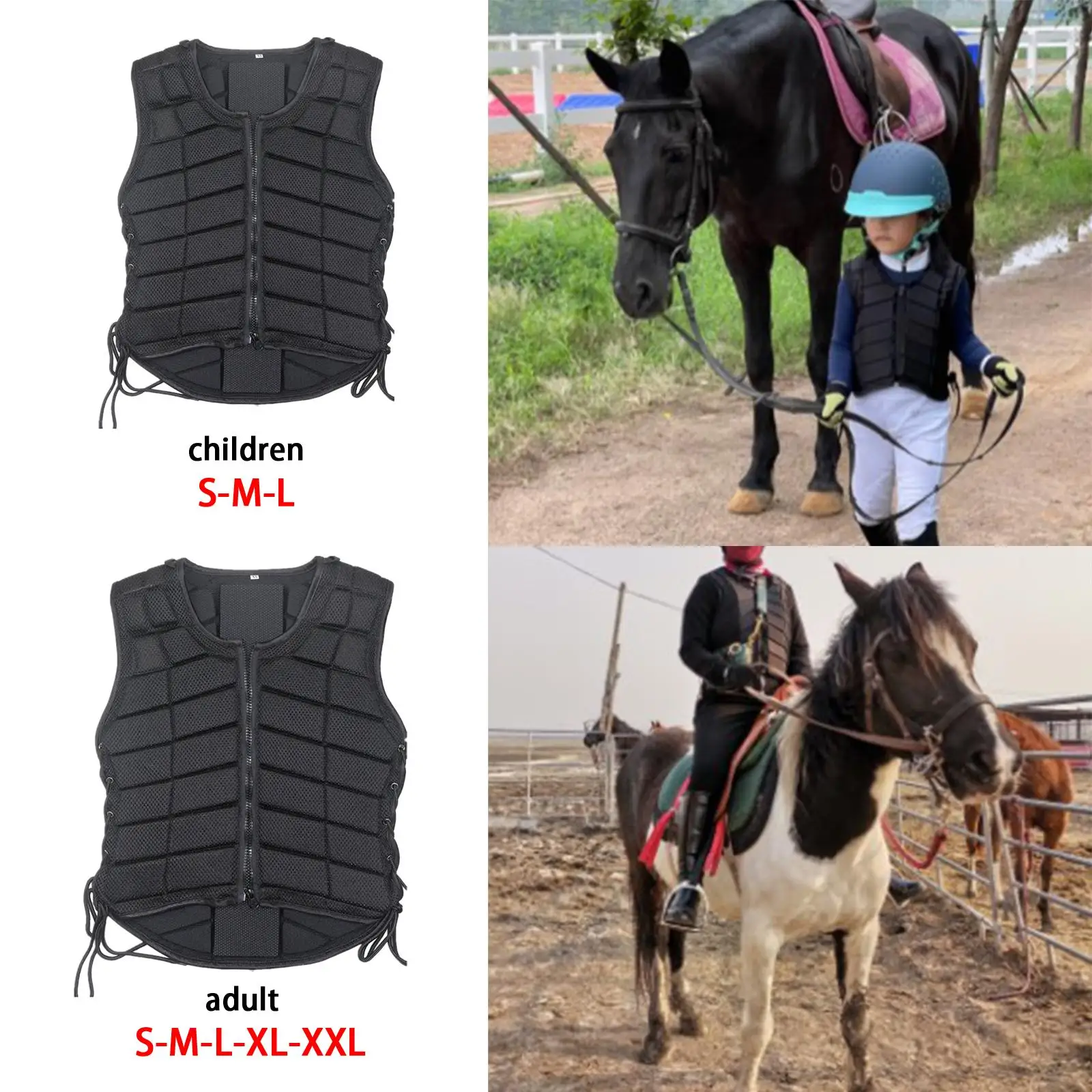 Horse Riding , Equestrian Body Protective Gear, Horse Riding Training Waistcoat for Unisex Adults Boys Girls Children