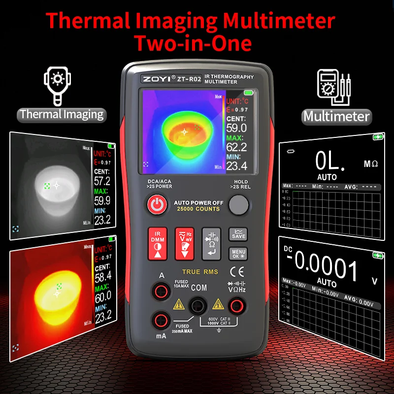 ZOYI ZT- R02 Thermal Imaging Multimeter 2-In-1 Color Screen Professional Digital Multimeter With Infrared Camera, Resolution 240 2