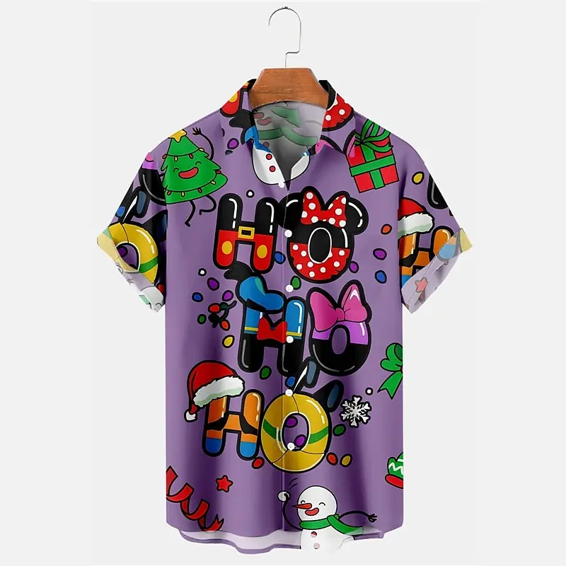 Hawaiian Style Christmas Casual Shirt New Year Men's Cardigan Short Sleeve Top Stylish and Comfortable Men's Shirt
