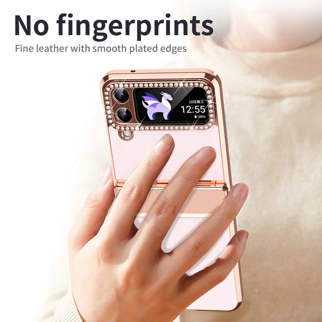 Fashion Bling Phone Case for Samsung Galaxy Z Flip4 3 Case Shockproof Ring Holder Cover Funda For Samsung Galaxy Z Flip 4 Flip 3