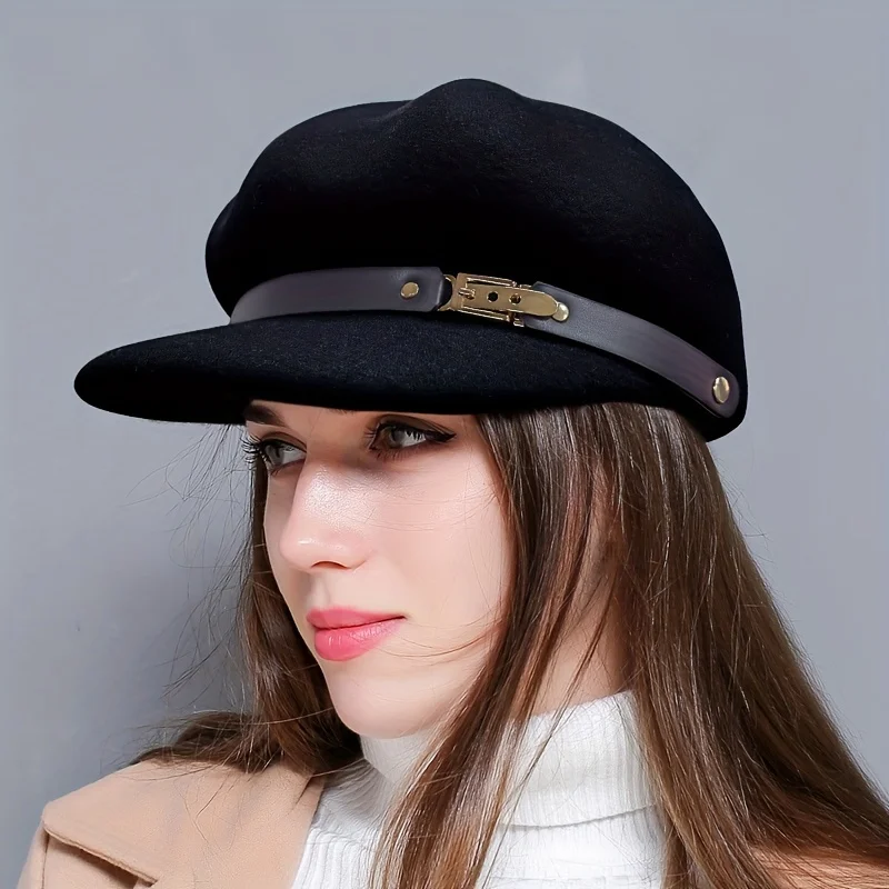 Hat Women Autumn Winter Beret English Octagonal 1 piece
