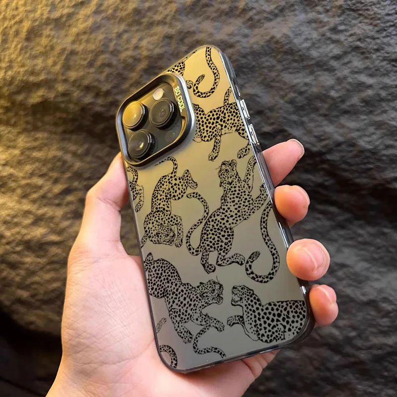 Chic Black and Pink Leopard Print Shockproof Phone Case