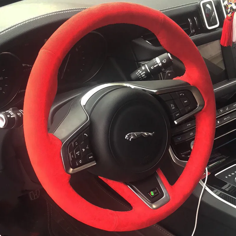 

For Jaguar XFL Xel xjl f-pace XJ F-type custom suede leather hand sewn steering wheel cover