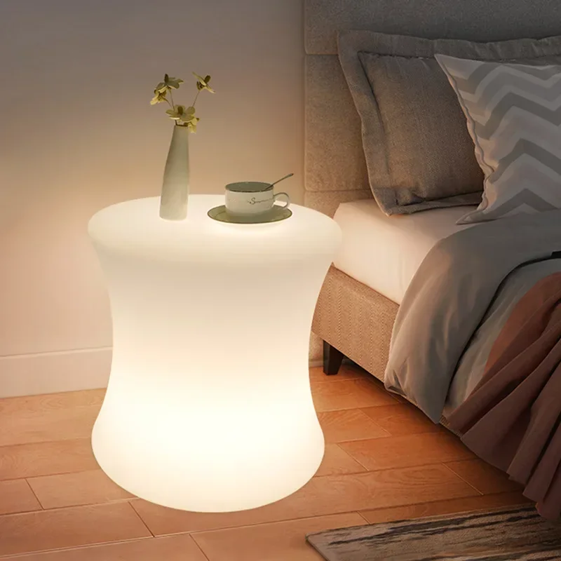 Creative Waist Drum Floor Lamp Sofa Coffee Table Ambiance Light Luminous Low Stool for Bedroom and Bar Lighting