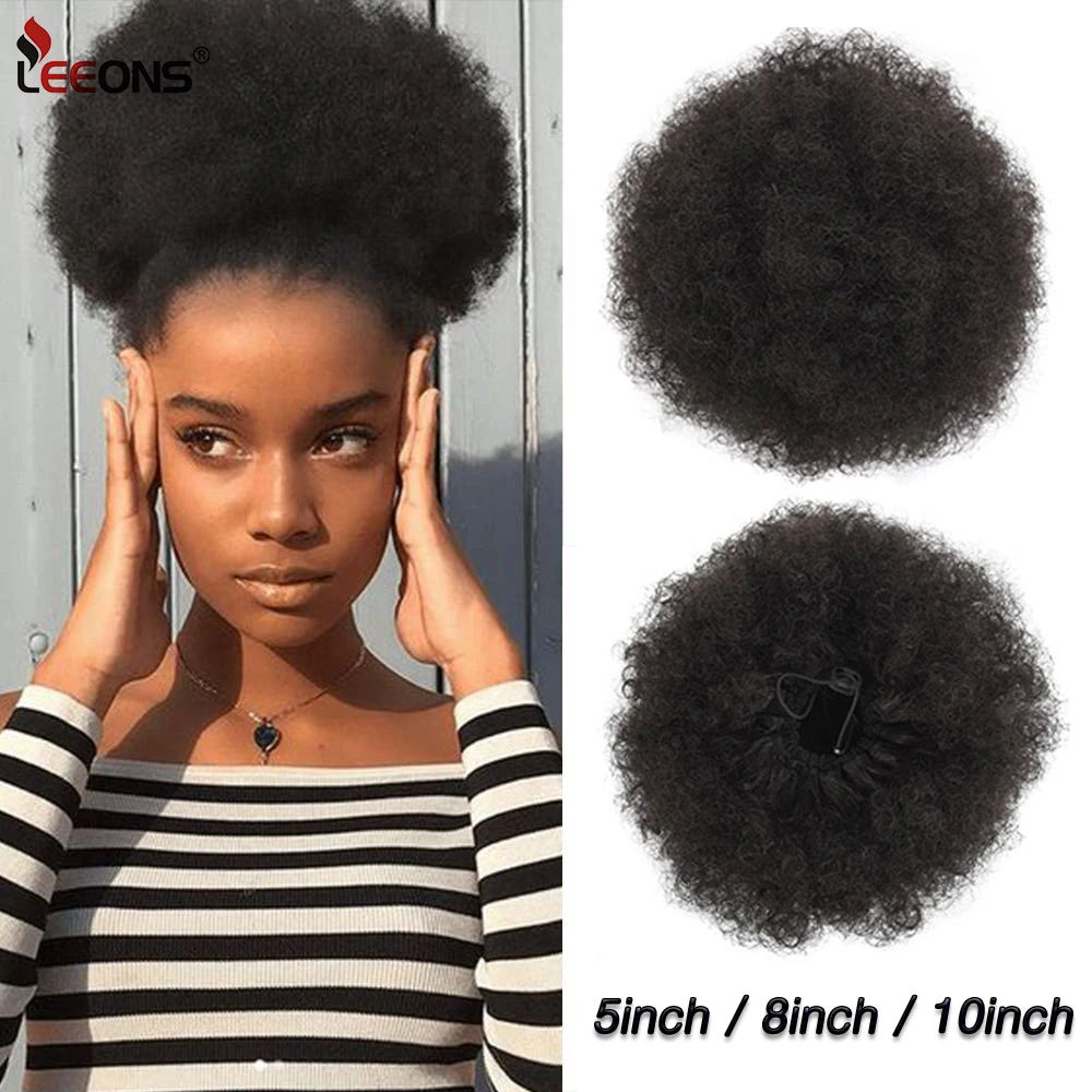 

New 8Inch Large Afro Puff Kinky Curly Drawstring Ponytail For Black Women Afro Hair Bun High Puff Drawstring Short Ponytail Bun