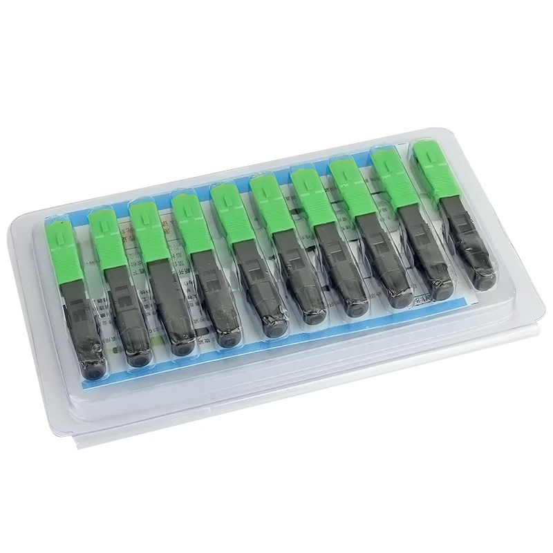 Embedded SC APC Fiber Optic Fast Connector FTTH single mode fiber optic SC quick connector green adapter Field Assembly