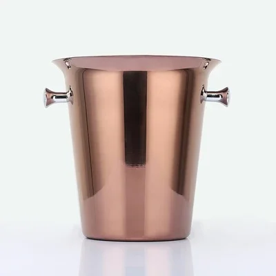 Stainless Steel Bar Ice Bucket Two Handles Champagne Bucket Wine Spit Wine Barrel Container Ktv Club Bar tool