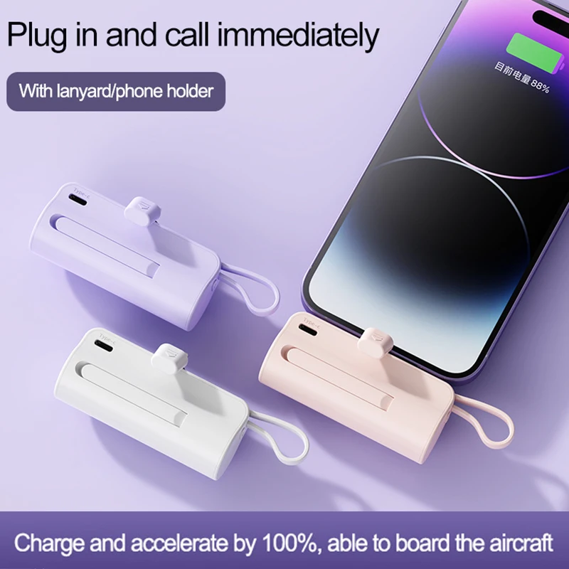 2IN 1 Portable Power Bank 10000mAh Mini Fast Charger Digital Display External Battery Plug Play Type-C For iPhone Huawei
