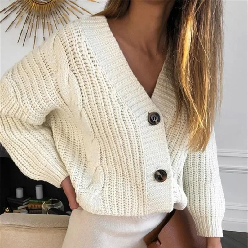 

Autumn and Winter 2023Women's Knitted Sweater Women's Casual Button Cardigan Knitted Sweater Winter Warm Long-sleeved Clothes
