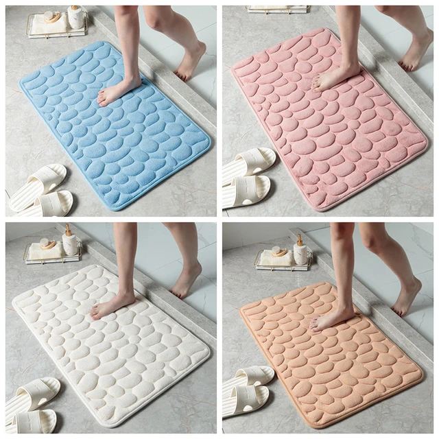 Home Bath Mat Coral Fleece Bathroom Carpet Water Absorption Non-slip Memory  Foam Absorbent Washable Rug Toilet Floor Mat