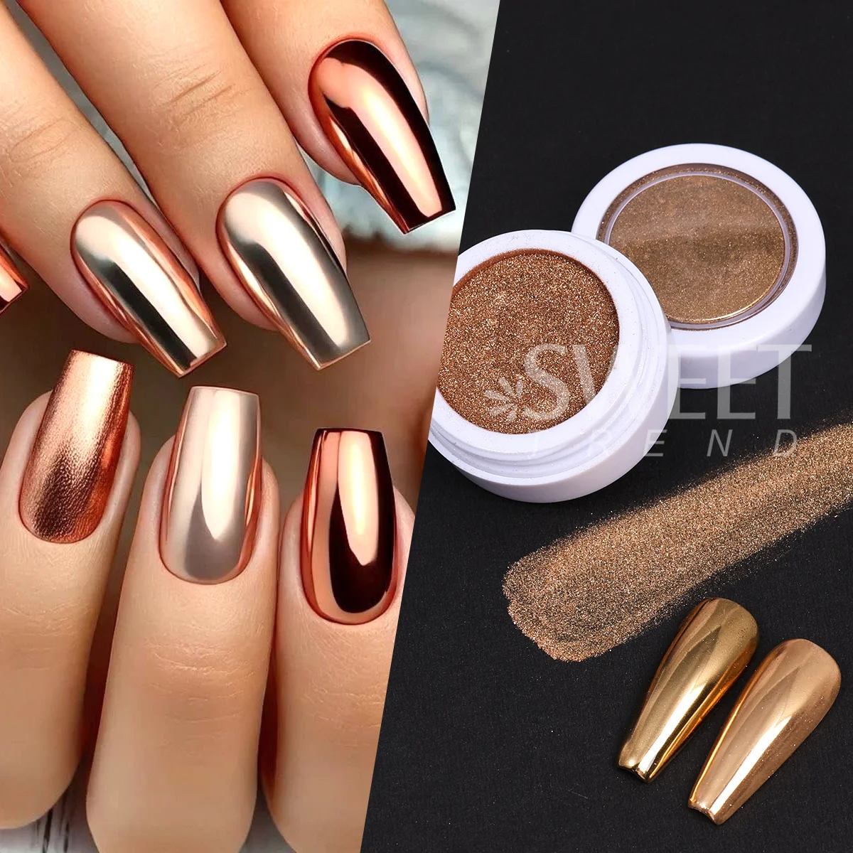 6 Color Gold Silver Chromium Nail Glitter Pigment High Quality Classic Luxury Champagne Metal Mirror Powder Gel Polish Manicure
