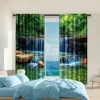 2 pcs, versatile polyester transparent curtains for home decoration Rainforest Waterfall Natural for use in bedrooms and living 1
