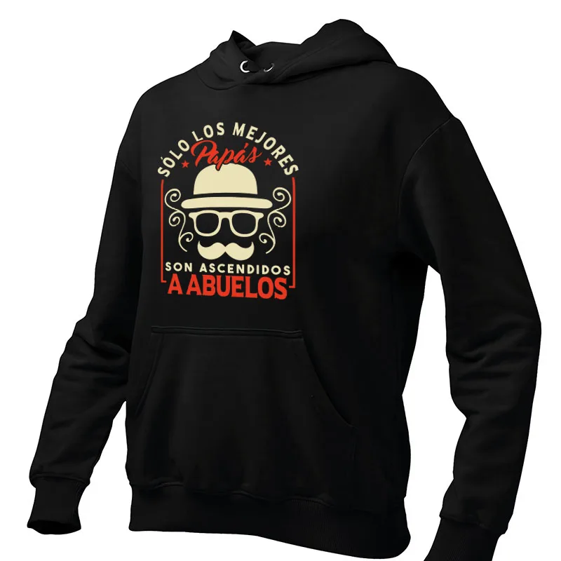 Retro Promoted To Grandparents Hoodies Spanish Papa Grandpa Gift Pullover Soft Casual Unisex Hooded Sweatshirt