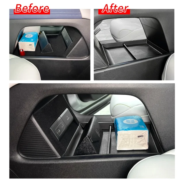 SMABEE for Xpeng G6 2023 2024 Center Console Storage Box Car Central Lower Layer Tray TPE Organizer Accessories Tidying 4