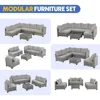 Outdoor Sectional Sofa Sets Rattan Wicker Patio Conversation Sets All Weather Patio Furniture Sets with Cushions and Glass Table 4