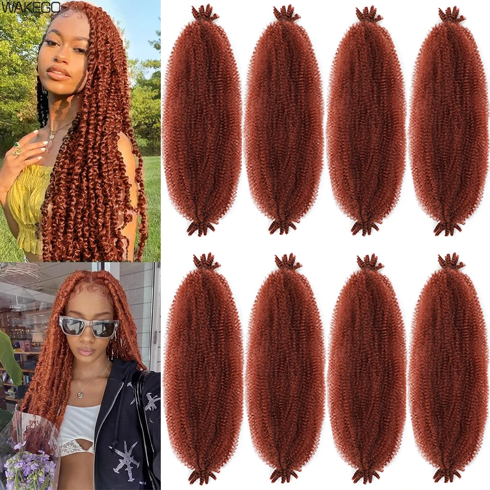 Marley Twist Braiding Hair Ginger Burgundy Ombre Brown Black Springy Afro Twist Hair PreFluffed Spring Twist Kinky Braiding Hair 1