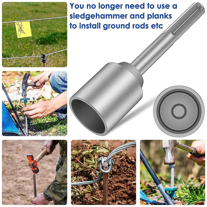 SDS-Max Ground Rod Driver, Heavy Duty Steel Drill Bit Driver,For Rotaryhammer Drill Grounding Rods