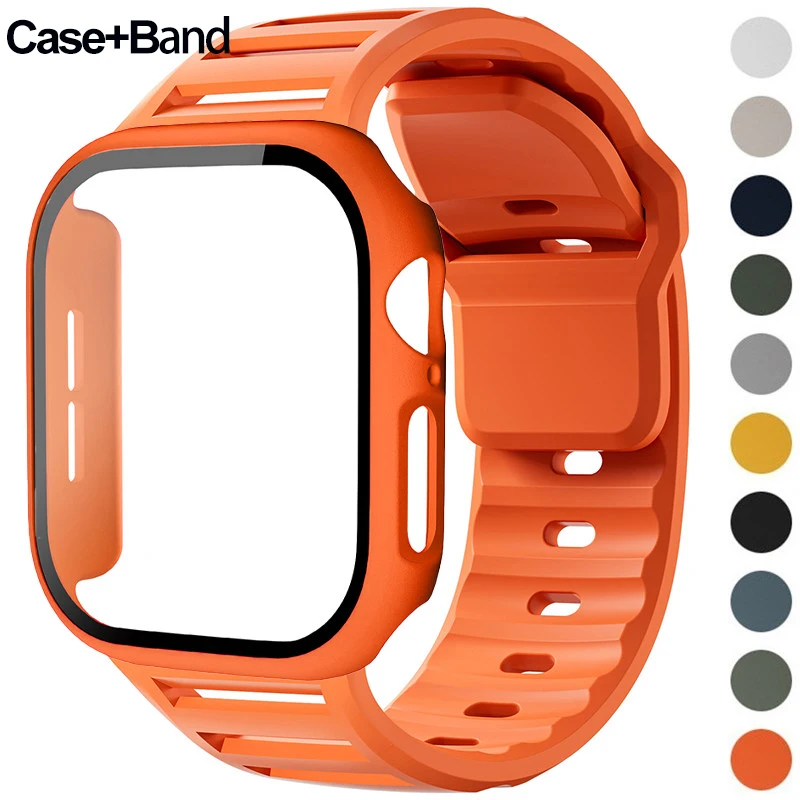 Sport Silicone Strap with Glass and PC Case