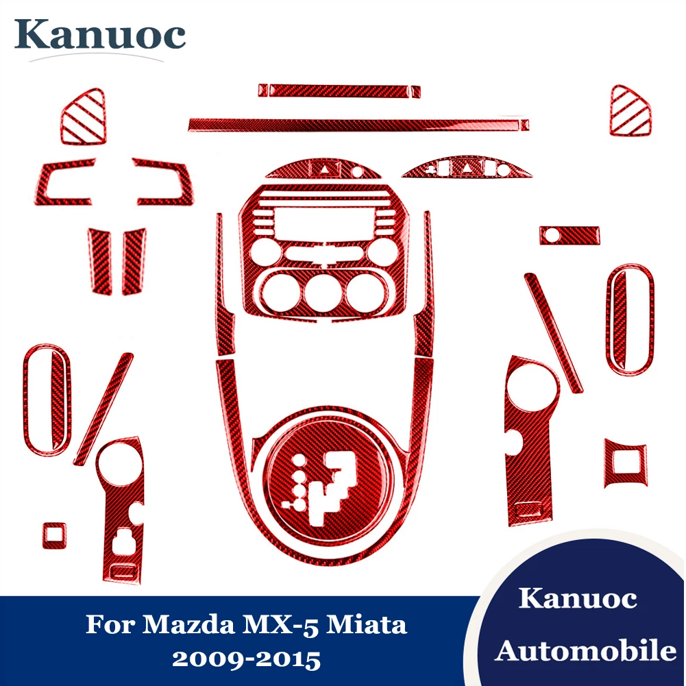 

Red Car Stickers Accessories Decorative Strips Auto Carbon Fiber Cover Trim Interior Mouldings For Mazda MX-5 Miata 2009-2015