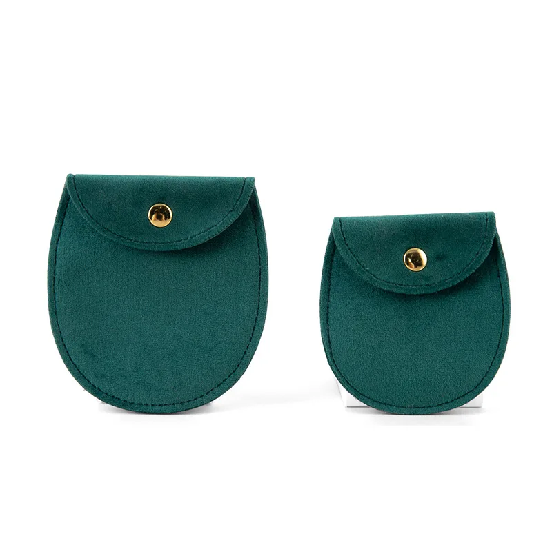 Velvet Snap Button Jewelry Pouch - Elegant Necklace and Bracelet Storage Bag