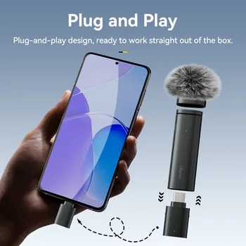 Ulanzi WM-10 Wireles Lavalier Microphone 1 to 1 Mic USB C for Android iPhone with Windproof Sponge For Live Streaming Recording 2