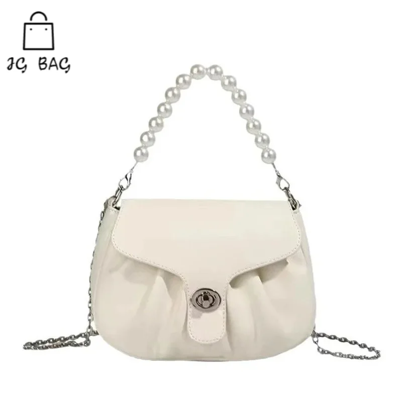 

Pearl Handheld One Shoulder Bag New Trendy And Versatile Folded Cloud For Girls Cute Chain Crossbody sexy charm extravagant