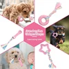Dog Chew Toys for Cleaning Teeth Pink Soft Rubber Bone Funny Ball Interactive Donut Treat Set for Small Medium Dogs Pet Gifts 5