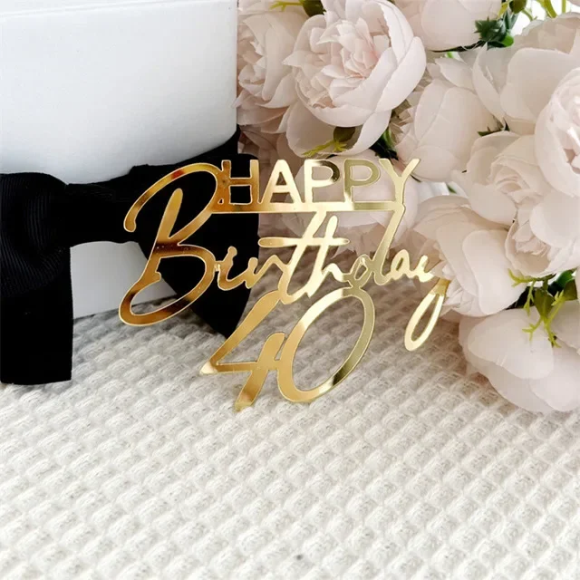 Zahlen alles Gute zum Geburtstag 18, 30, 40 Kuchen Topper Dekoration Gold Seite Acryl Kinder Geburtstag Party Kuchen Topper Geschenk Backzubehör – Detail 5