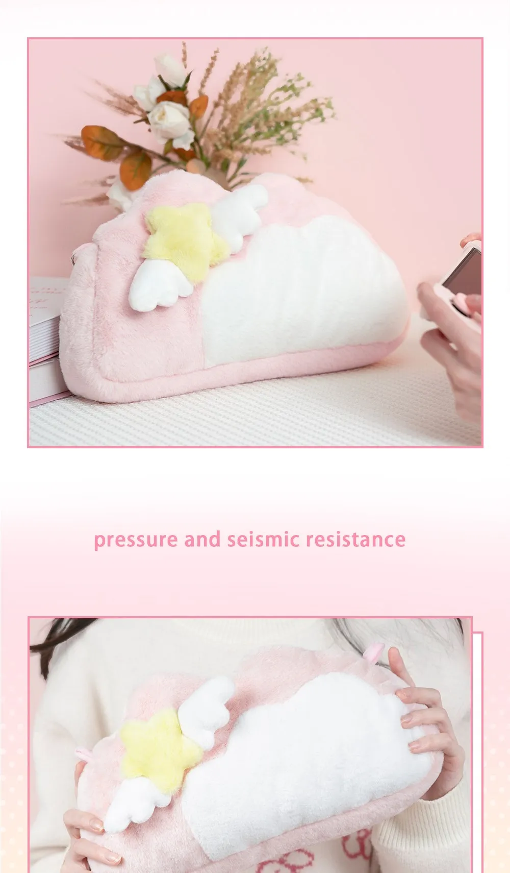 GeekShare Carrying Case Pink Star Kawaii Plush Strorage Bag For Nintendo Switch OLED NS Game Console Accessories