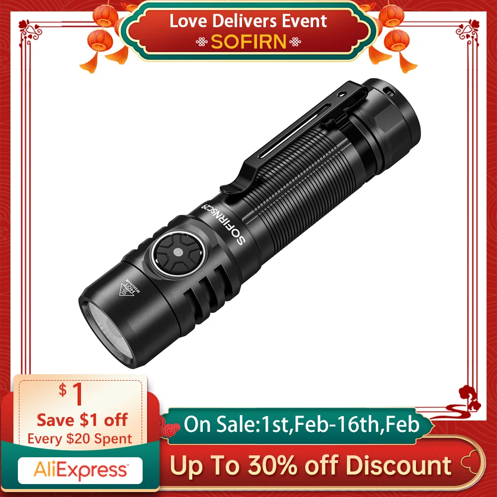 Sofirn SC29 Powerful Flashlight Rechargeable 3000 Lumens CREE XHP50B EDC 21700 Torch Light Lantern IPX8 for Camping Fishing