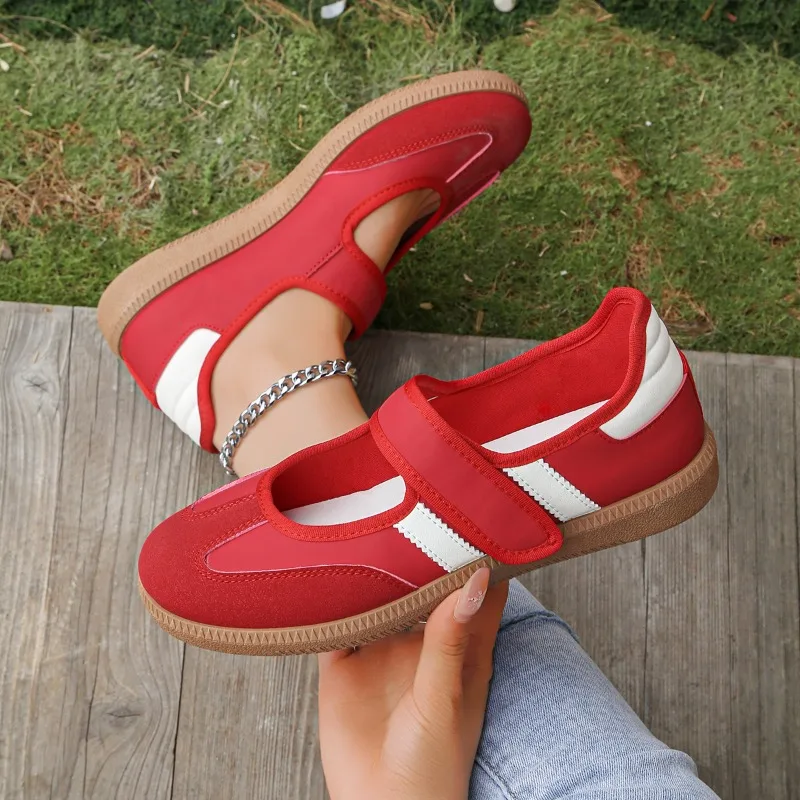Women's Sports Shoes New Striped Shallow Mouth Soft Soled Loafers Comfortable Casual Shoes_voghion.com