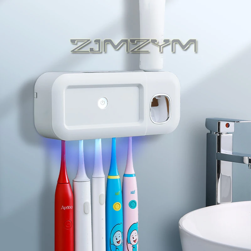 Uv Smart Sterilizing Toothbrush Holder Nail Free Mounting Long-term Standby Automatic Toothpaste Squeezer