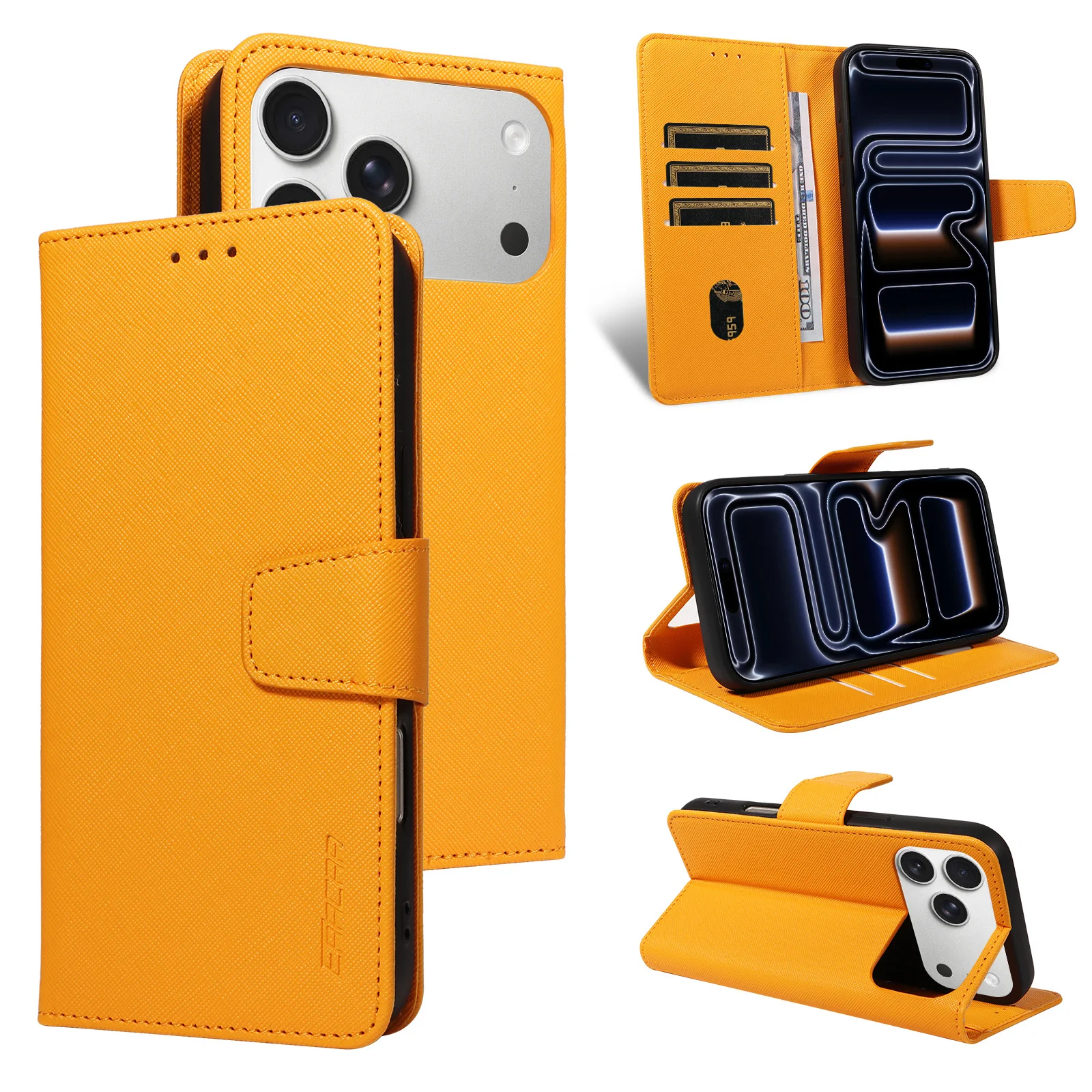 Leather Phone Case with Multi-Card Slots and Wallet Stand - Anti-Fingerprint Fashion Cover