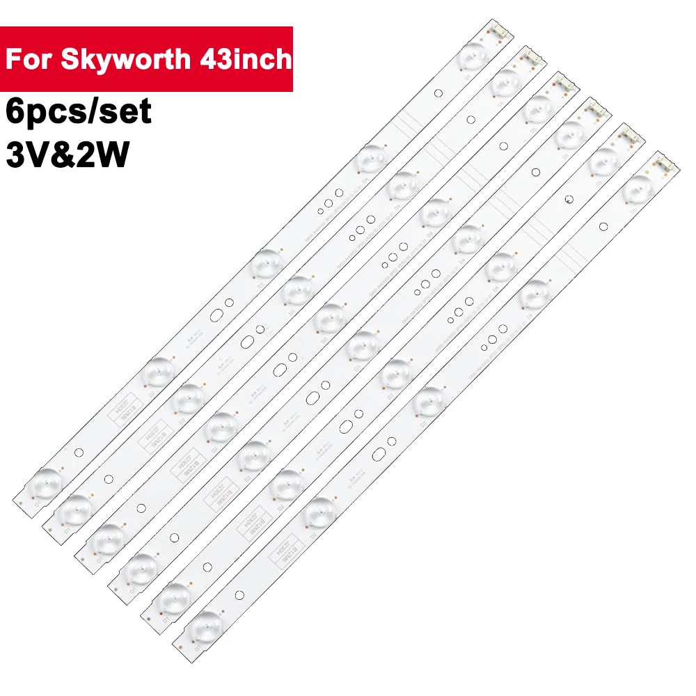 

6Pcs/set 384mm 43inch LED Backlight TV Strip for Skyworth 5led 5800-W43002-3P00 VER2.00 2015-12-31 RDL430WY LD0-10D PAL430LF-W0