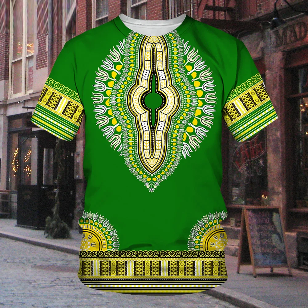 

Men's Dashiki T Shirt African Traditional Dress Casual Street 2024 Crew Neck 3D Print Vintage Harajuku Oversized Short Sleeve