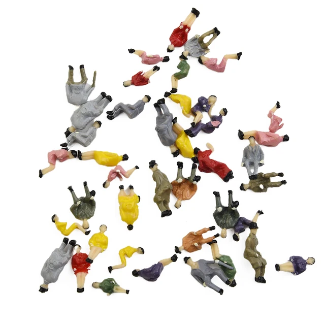 50 Figurines Assises Peintes Échelle 1:32 (Piste 1) - Pour Modélisme Ferroviaire, Dioramas, Maquettes Paysage