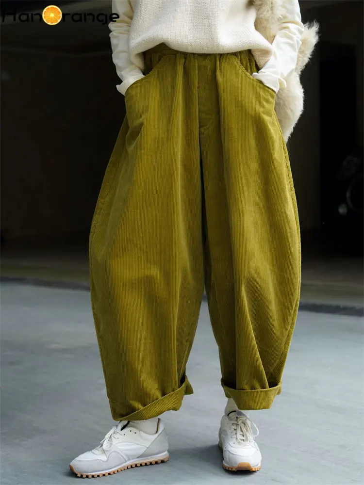 HanOrange 2024 Autumn Winter Lazy Arc Corduroy Wide Leg