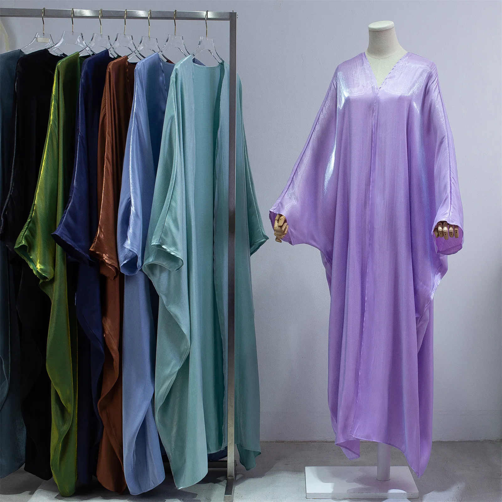 

Модный яркий Шелковый кардиган для отдыха Среднего Востока, халат большого размера, с рукавом летучая мышь, с запахом, мусульманская абайя, кимоно, Турецкая туника
