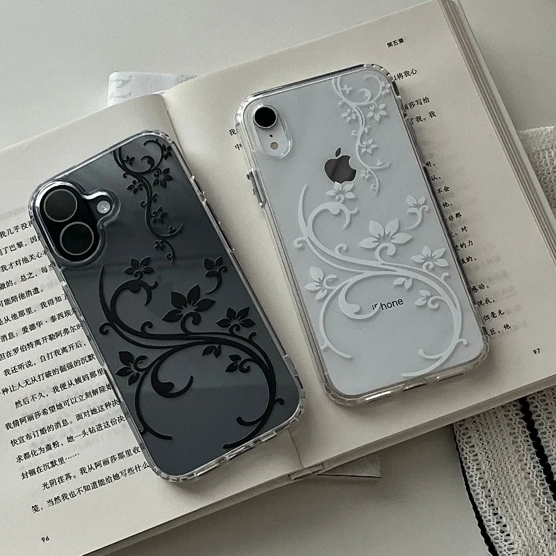 Elegant Art Flower Shockproof Transparent Phone Case Cover